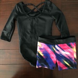 Danskin girls leotard and shorts.